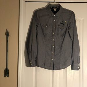 Guess Striped Bow Pin Logo Top NWOT